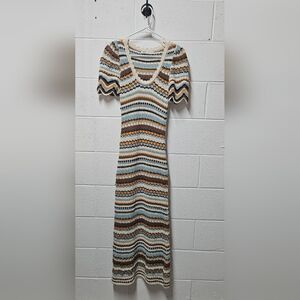 Zara LONG STRIPED KNIT DRESS
